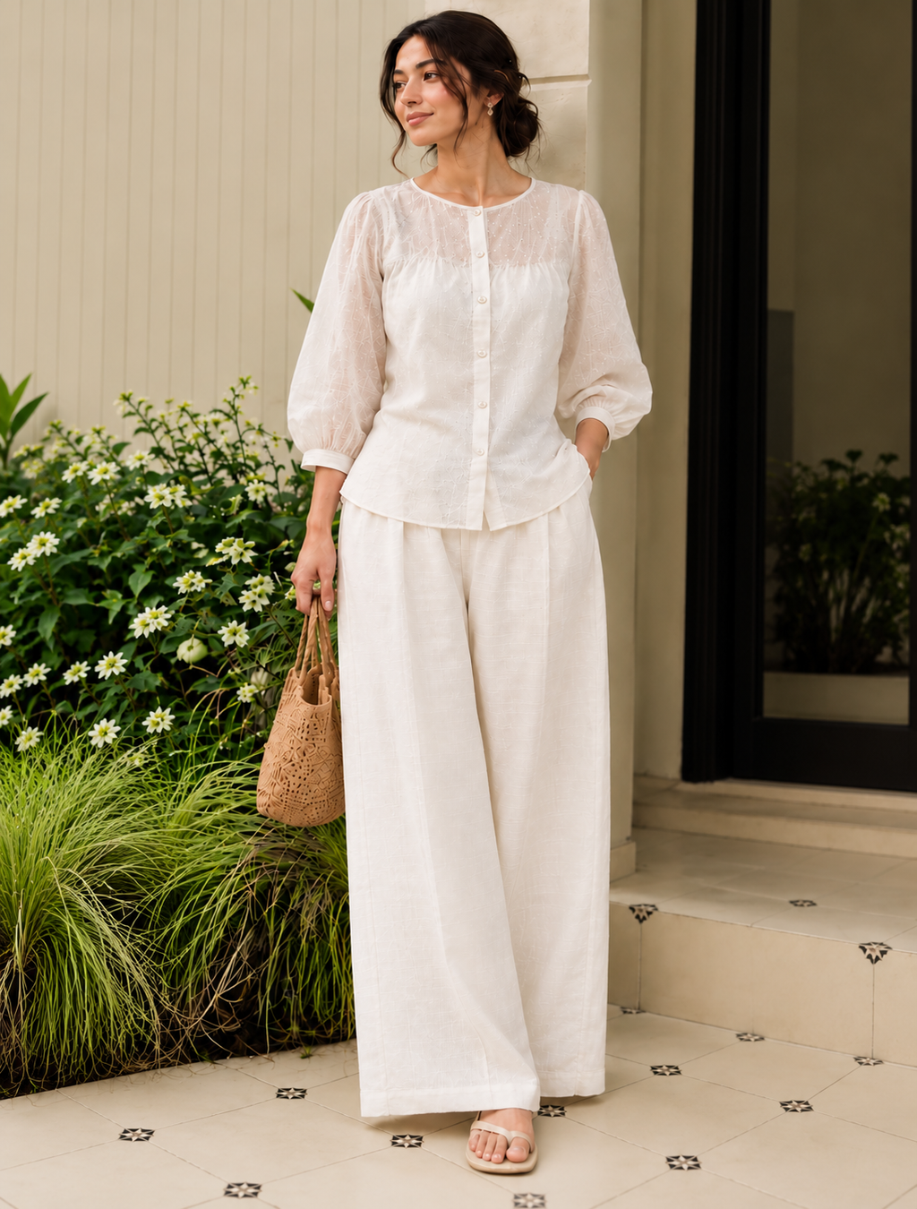AAIRA  Ivory Cotton Co-ord Set